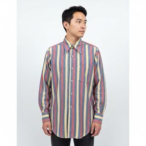 Vintage 60s 70s Chartwell Striped Shirt Big Collar Disco Western Men’s Large